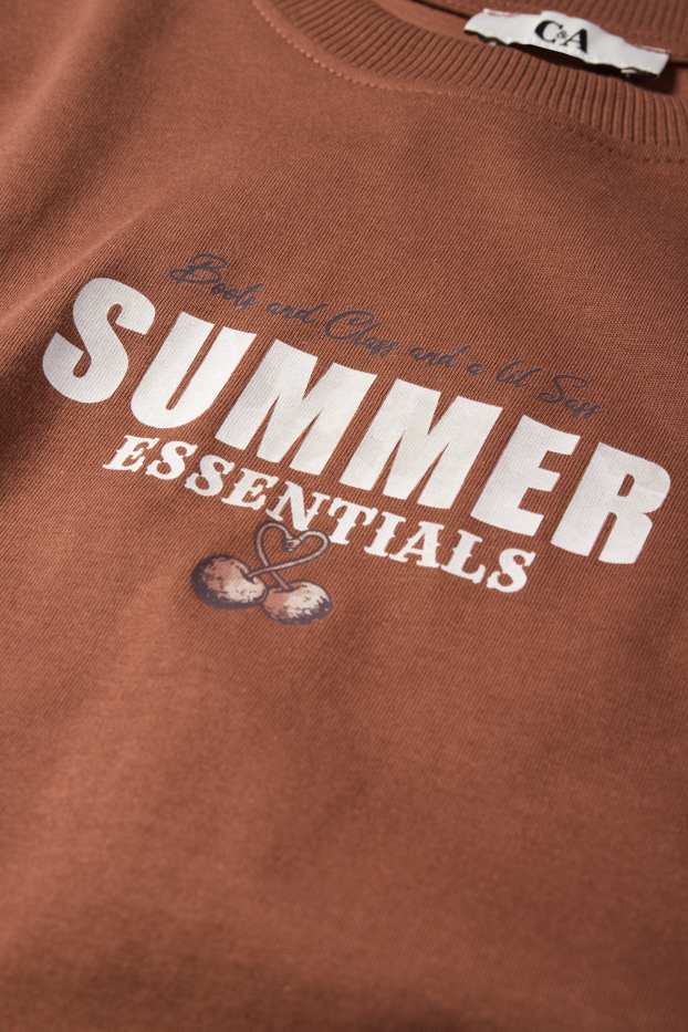 Women - T-shirt - oversized - brown
