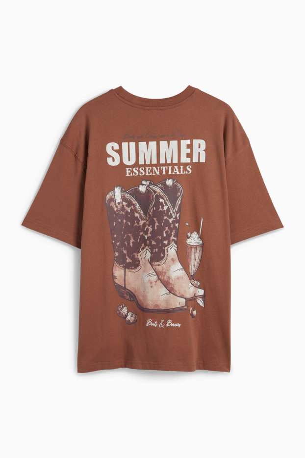 Women - T-shirt - oversized - brown
