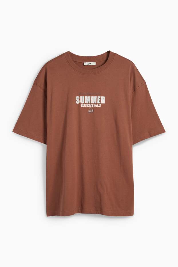 Women - T-shirt - oversized - brown