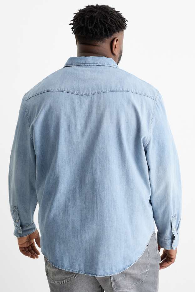 Bărbați - Cămașă din denim - regular fit - guler Kent - denim-albastru deschis