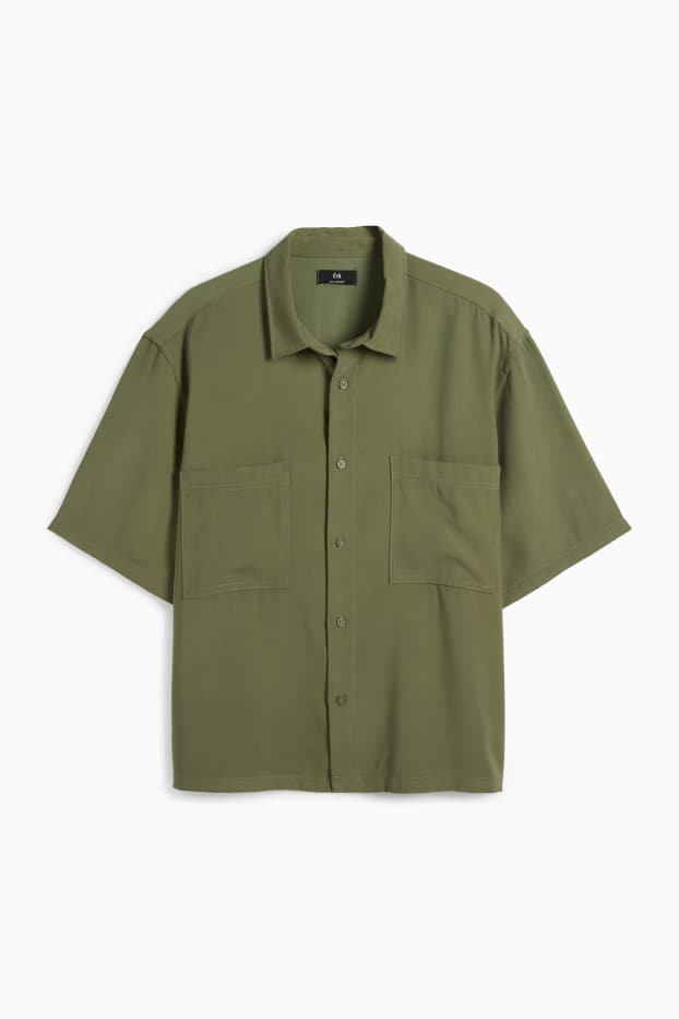 Uomo - Camicia - relaxed fit - collo all'italiana - verde scuro