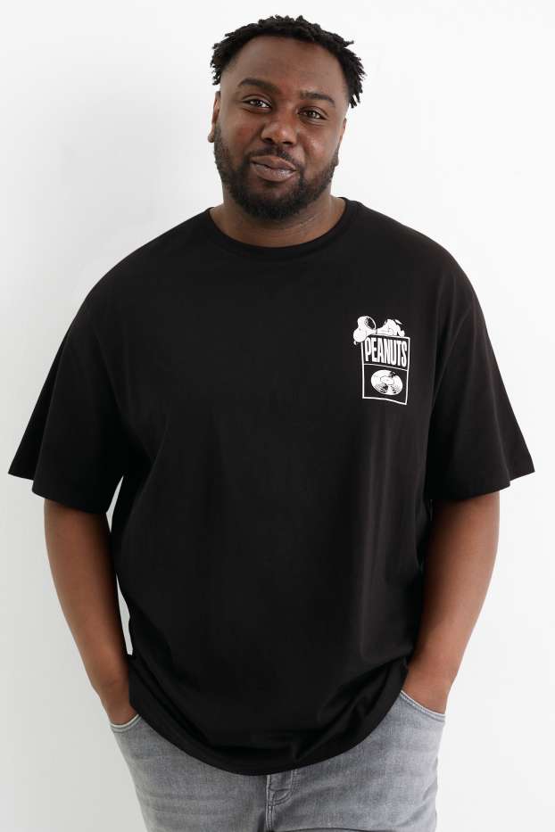 Pánské - Tričko - relaxed fit - Peanuts - černá