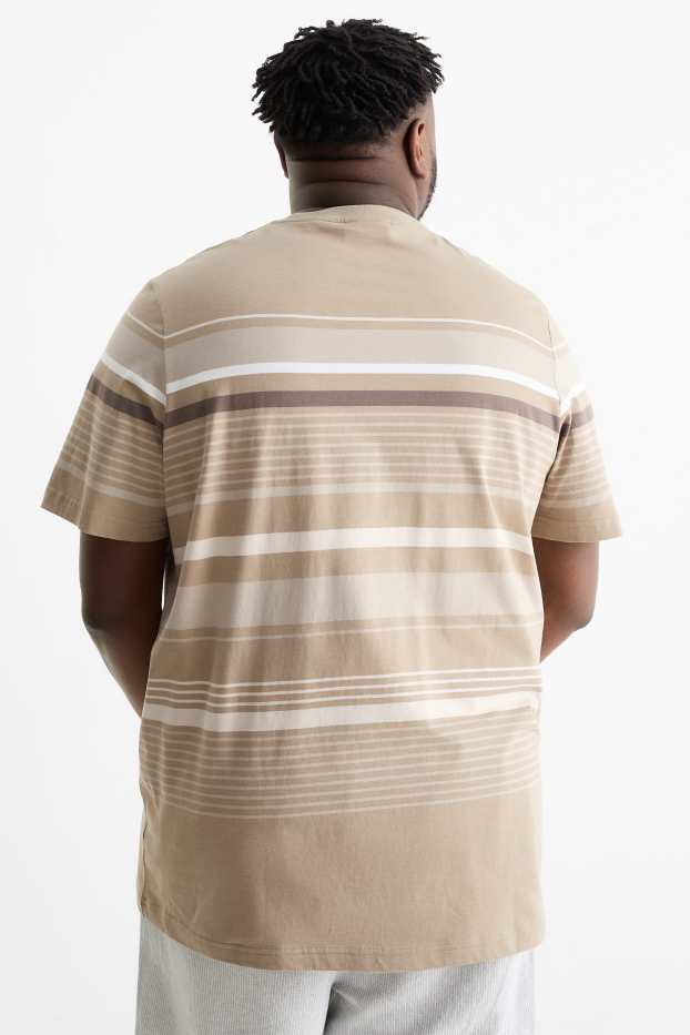 Uomo - T-shirt - regular fit- a righe - tortora