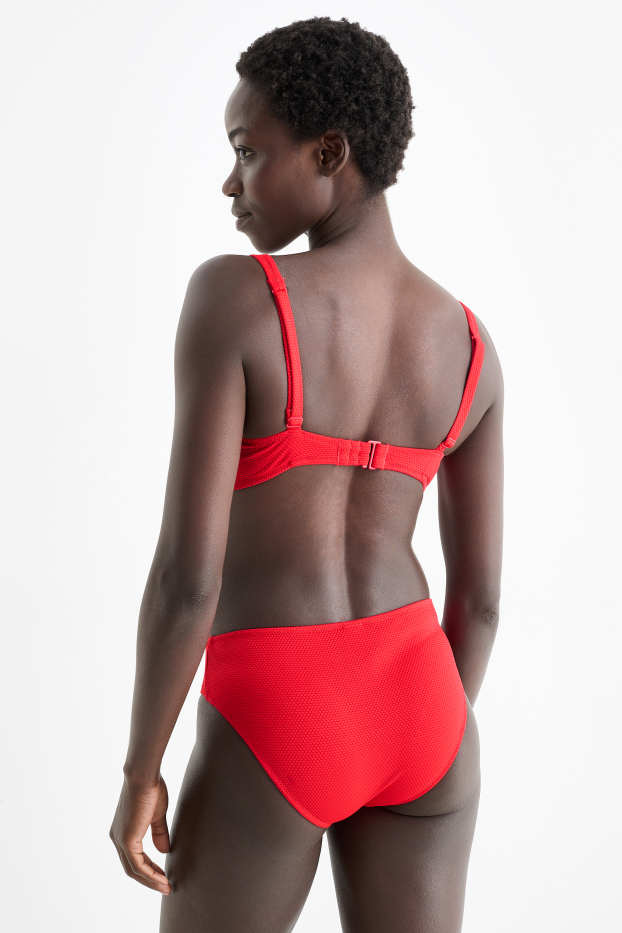 Women - Bikini bottoms - mid-rise waist - LYCRA® XTRA LIFE™ - textured - red