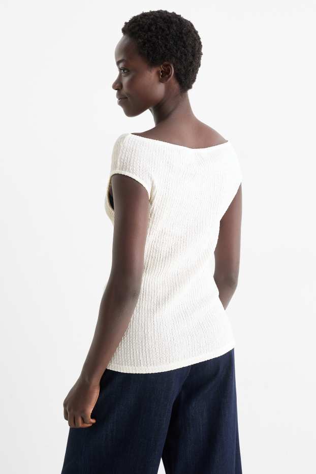 Donna - T-shirt - tessuto tramato - bianco