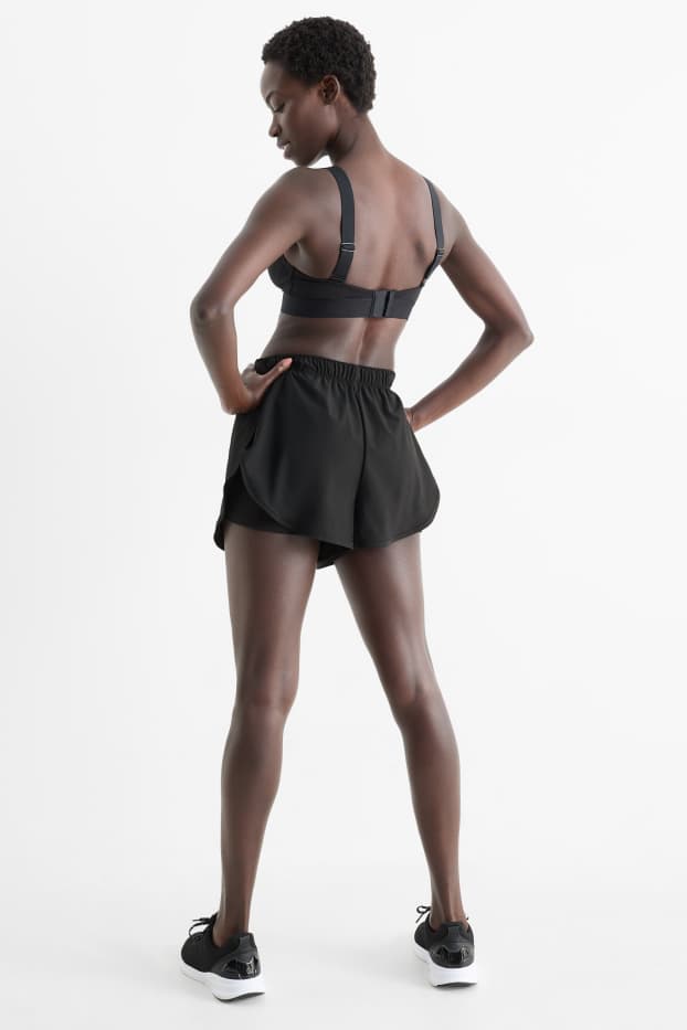 Damen - Funktions-Shorts - 4 Way Stretch - 2-in-1-Look - schwarz