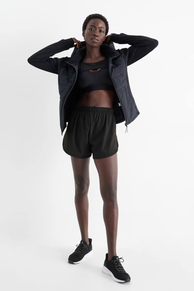 Damen - Funktions-Shorts - 4 Way Stretch - 2-in-1-Look - schwarz