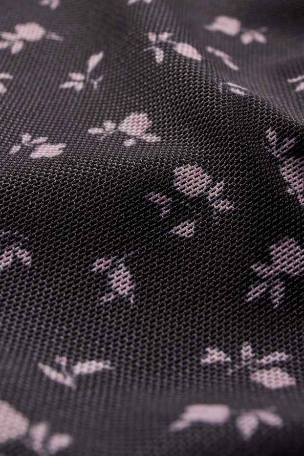 Femei - Tricou crop - cu flori - albastru închis