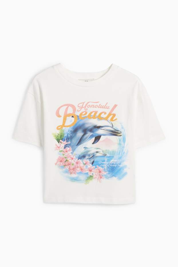 Enfants filles - Dauphin - T-shirt - blanc
