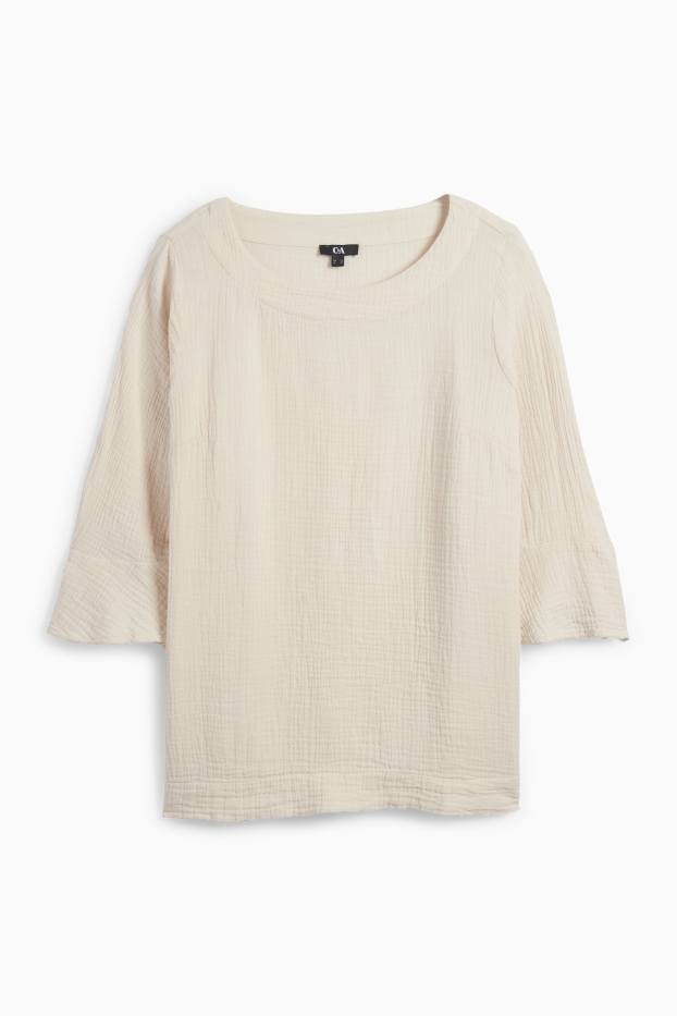 Women - Muslin blouse - light beige
