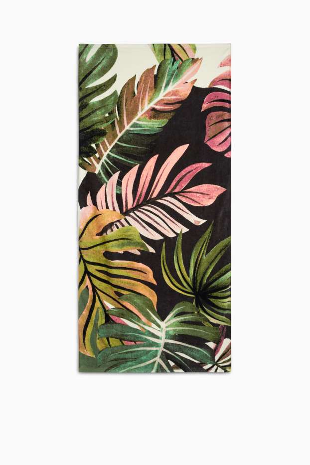 Pánské - Plážová osuška - se vzorem - 180 x 81 cm - tmavošedá