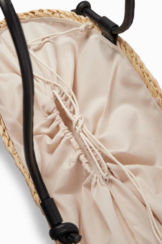 Dames - Grote shopper van stro - licht beige