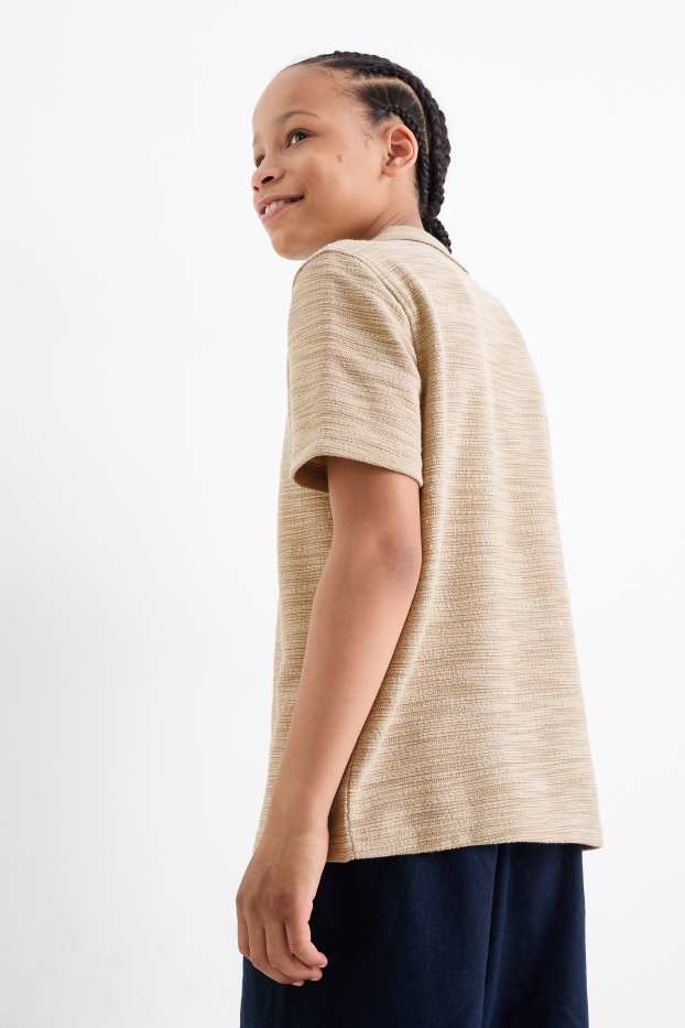 Enfants garçons - Polo - texturé - beige chiné