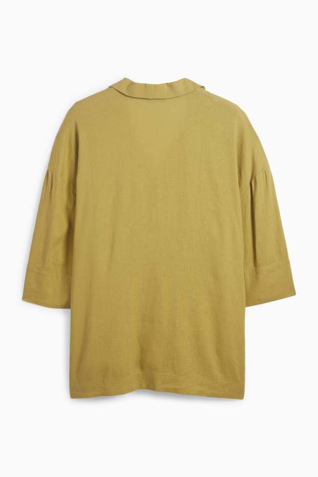 Damen - Tunika - Leinen-Mix - khaki