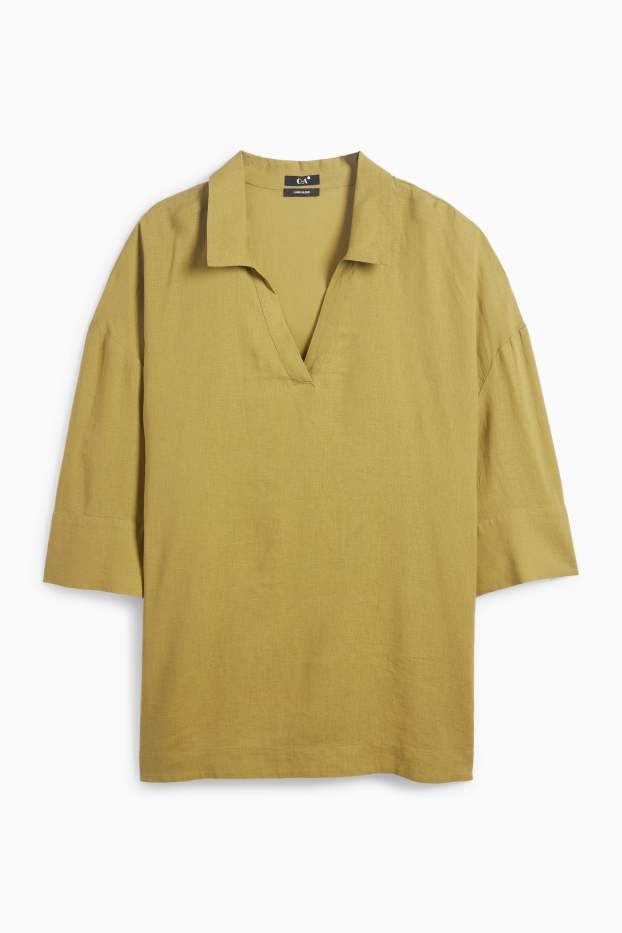 Damen - Tunika - Leinen-Mix - khaki