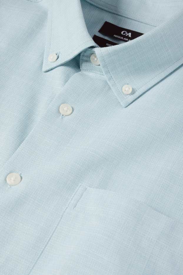 Hommes - Chemise de bureau - regular fit - col button-down - bleu clair