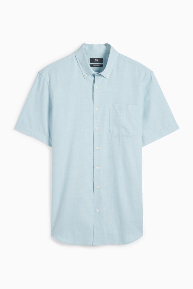 Hommes - Chemise de bureau - regular fit - col button-down - bleu clair