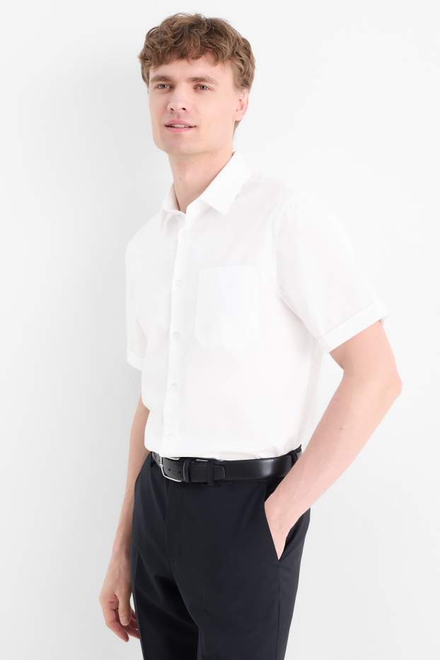 Uomo - Camicia business - regular fit - collo all'italiana - facile da stirare - bianco