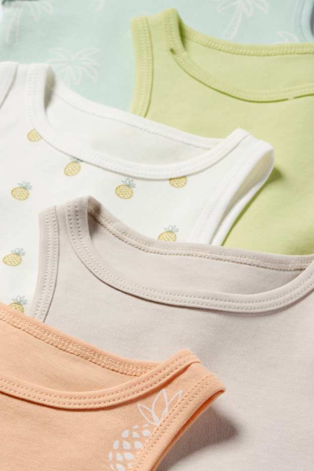 Unisex - Multipack 5er - Ananas und Palme - Baby-Body - apricot