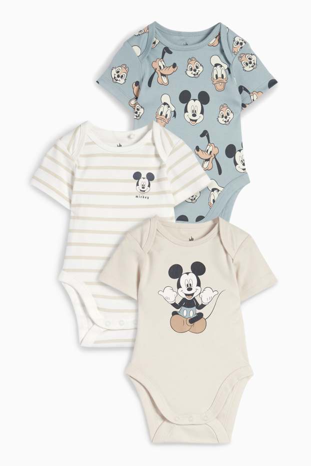Baby Jungen - Multipack 3er - Micky Maus - Baby-Body - weiss