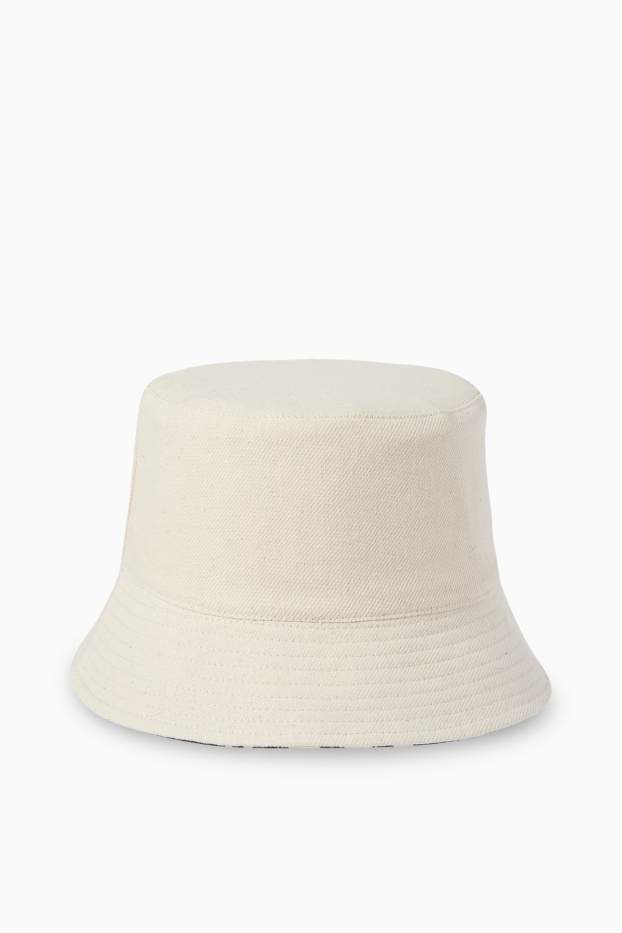 Damen - Wende-Hut - geblümt - schwarz / beige