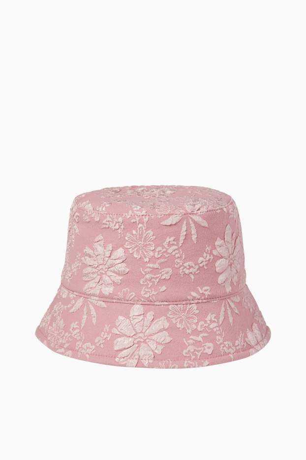 Dámské - Klobouk - s květinovým vzorem - růžová