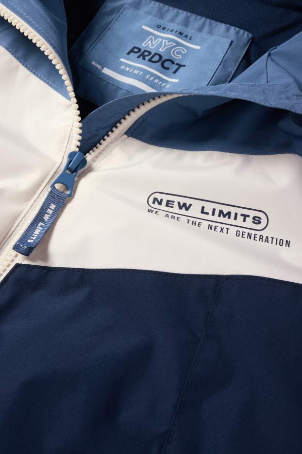 Enfants garçons - Veste à capuche - finition déperlante - bleu