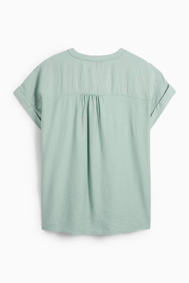 Dames - Blouse met V-hals - met structuur - mintgroen