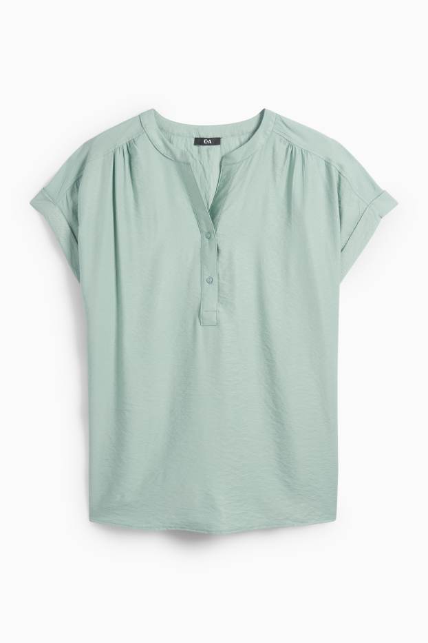 Dames - Blouse met V-hals - met structuur - mintgroen