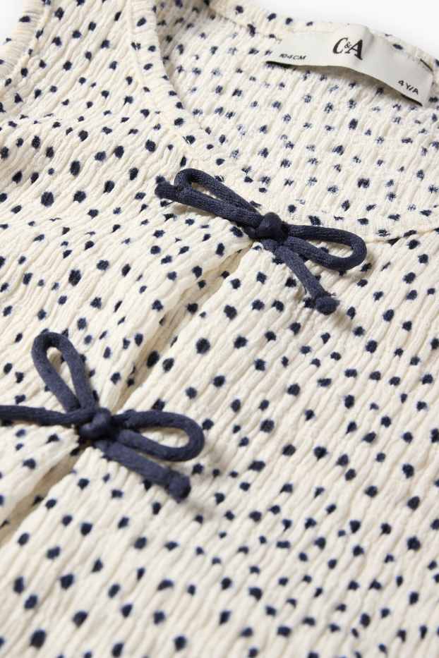 Enfants filles - Haut - à pois - finition texturée - bleu foncé / blanc crème