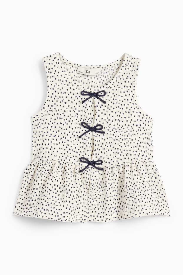 Enfants filles - Haut - à pois - finition texturée - bleu foncé / blanc crème