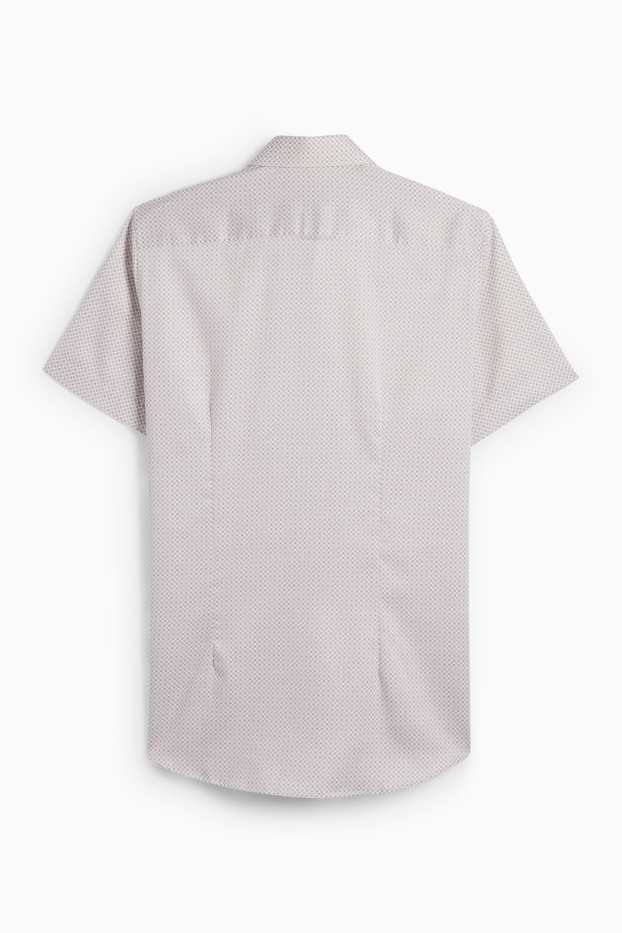 Men - Business shirt - slim fit - kent collar - easy-iron - patterned - white / beige