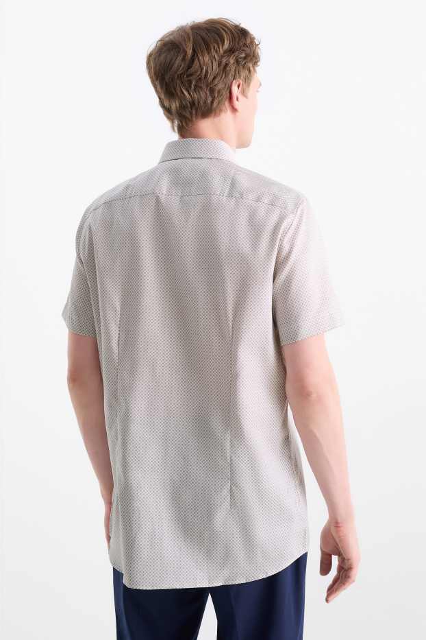 Men - Business shirt - slim fit - kent collar - easy-iron - patterned - white / beige