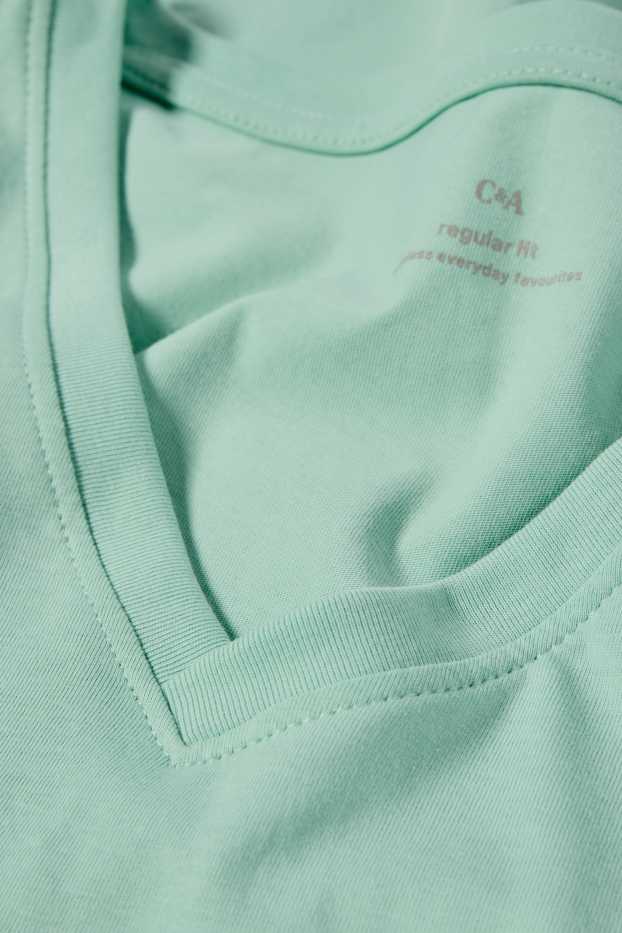 Damen - T-Shirt mit V-Ausschnitt - Regular Fit - mintgrün