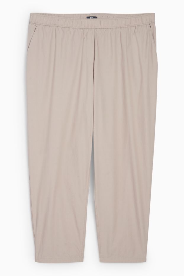 Damen - Stoffhose - Mid Waist - Tapered Fit - beige