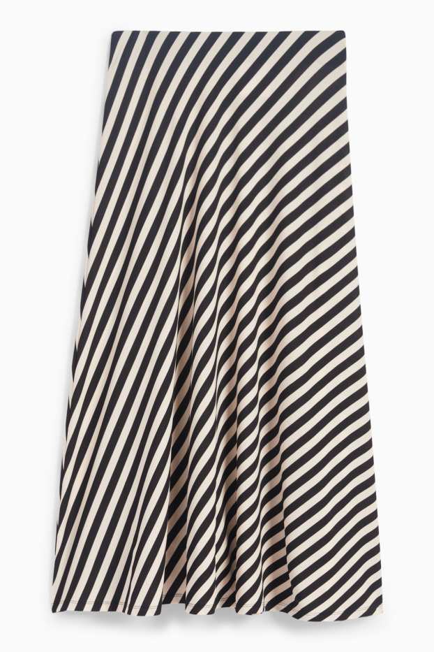 Damen - Rock - gestreift - schwarz / beige