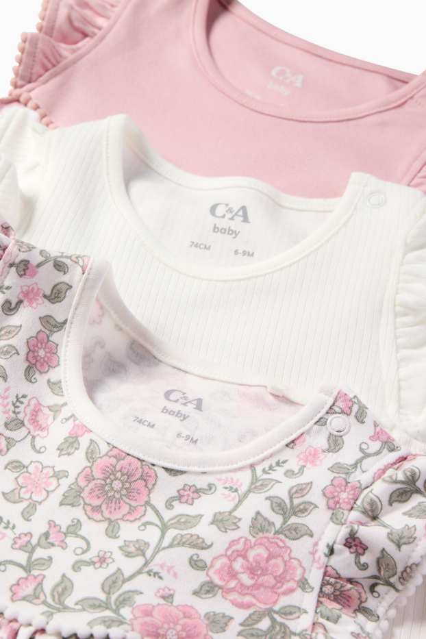 Baby Mädchen - Multipack 3er - Blümchen - Baby-Schlafanzug - pink