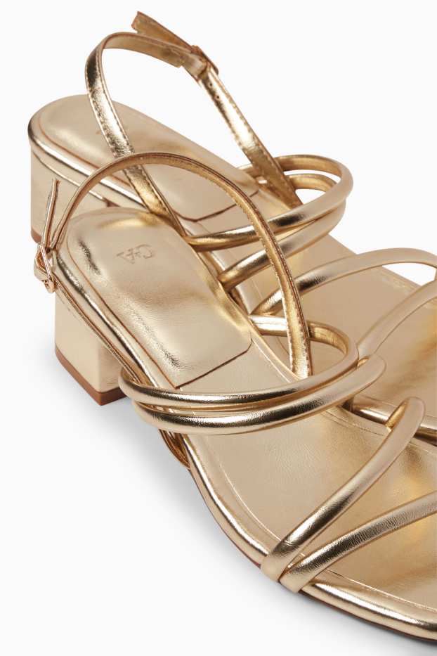 Damen - Sandalen - Lederimitat - glänzend - gold