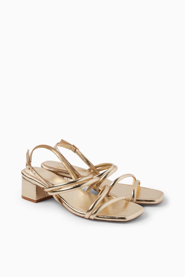 Damen - Sandalen - Lederimitat - glänzend - gold