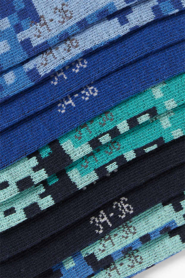 Children Boys - Multipack of 5 - trainer socks - patterned - blue
