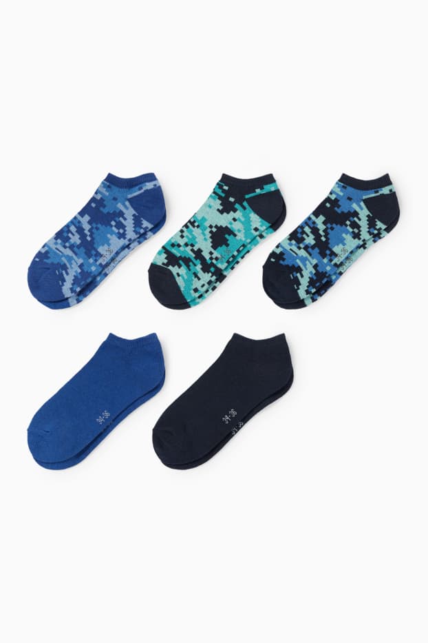 Children Boys - Multipack of 5 - trainer socks - patterned - blue