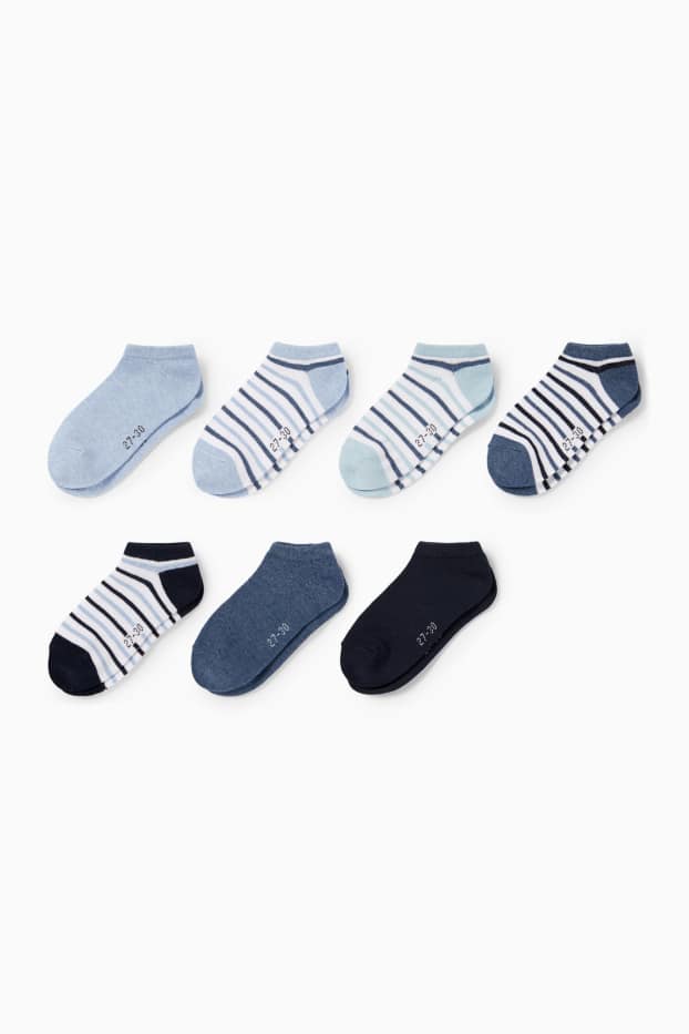 Children Boys - Multipack of 7 - trainer socks - striped - light blue