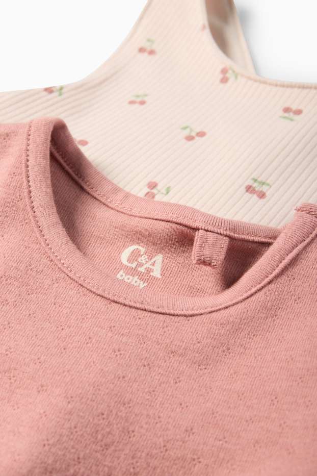 Baby: meisjes - Kers - babyoutfit - 3-delig - roze