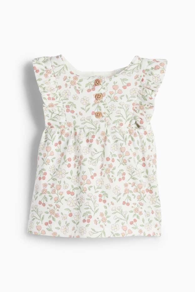 Miminka - dívky - Květinový motiv - outfit pro miminka - 3dílný - tmavě růžová