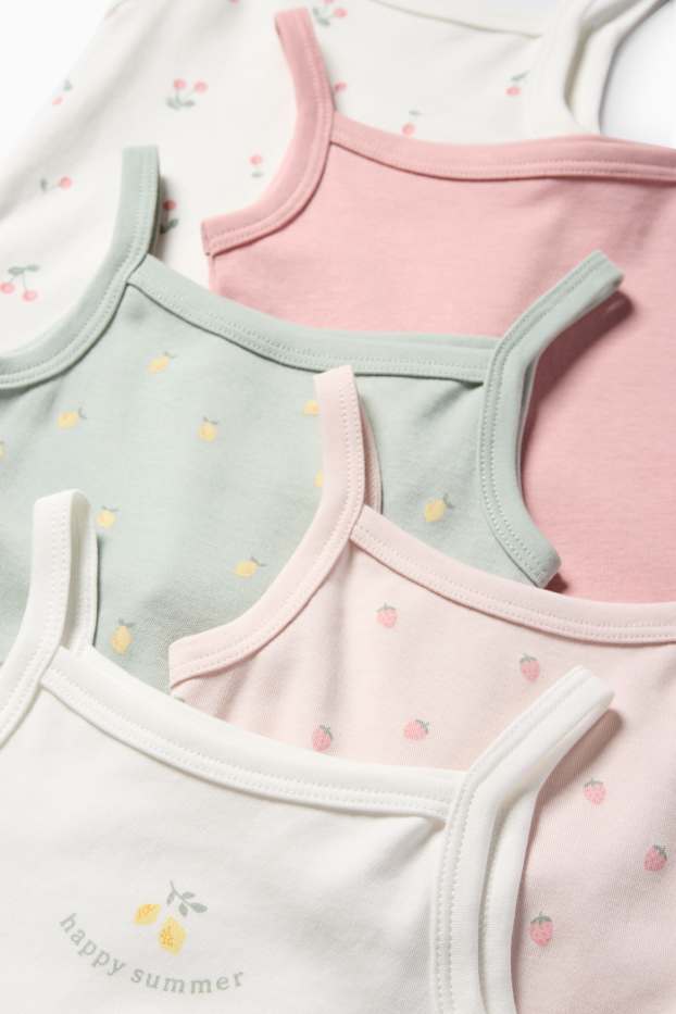 Bébés filles - Lot de 5 - citron, cerise et fraise - bodys bébé - vert menthe