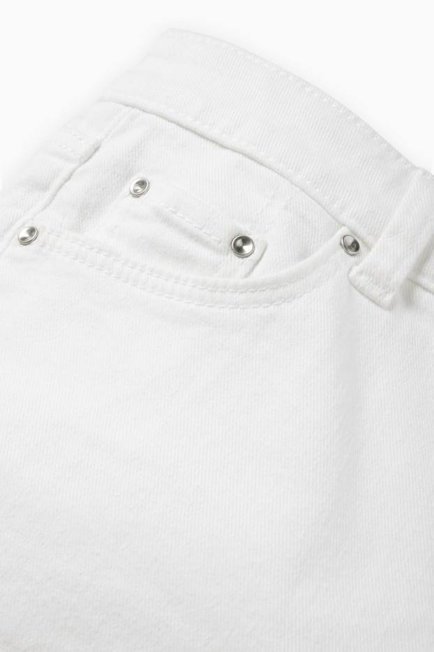 Damen - Jeans-Shorts - Mid Waist - cremeweiß