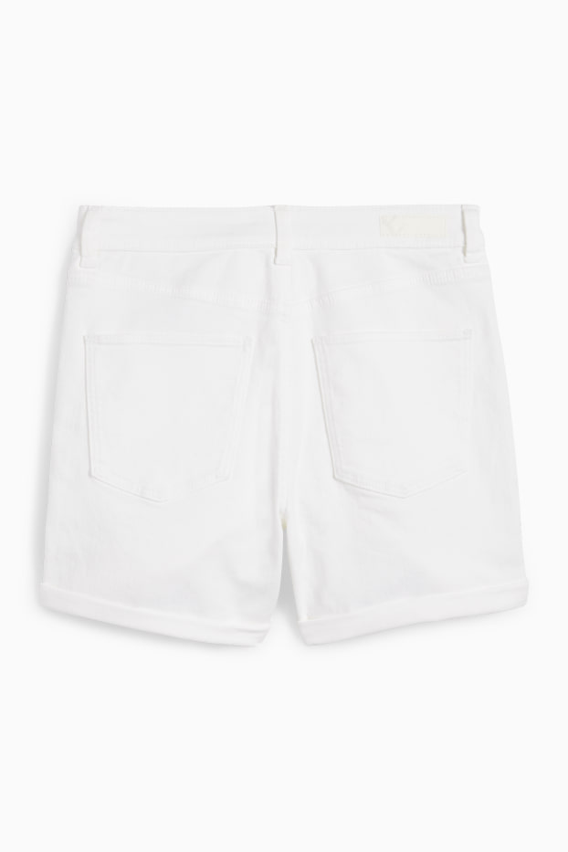 Damen - Jeans-Shorts - Mid Waist - cremeweiß