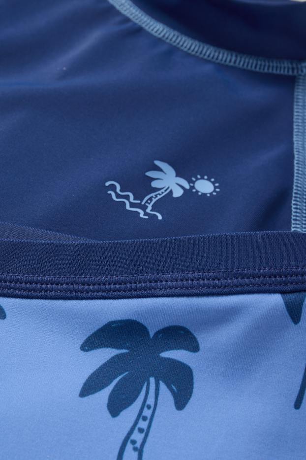 Bébés garçons - Palmiers - tenue de bain UV pour bébé - LYCRA® XTRA LIFE™ - 3 pièces - bleu foncé