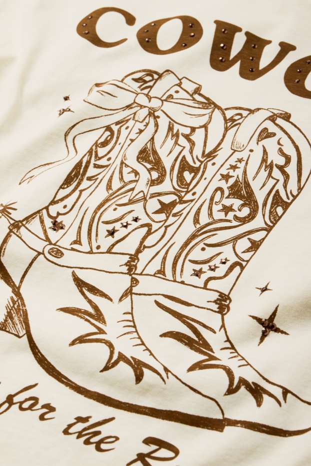 Bambine - T-shirt con strass - rodeo - bianco crema