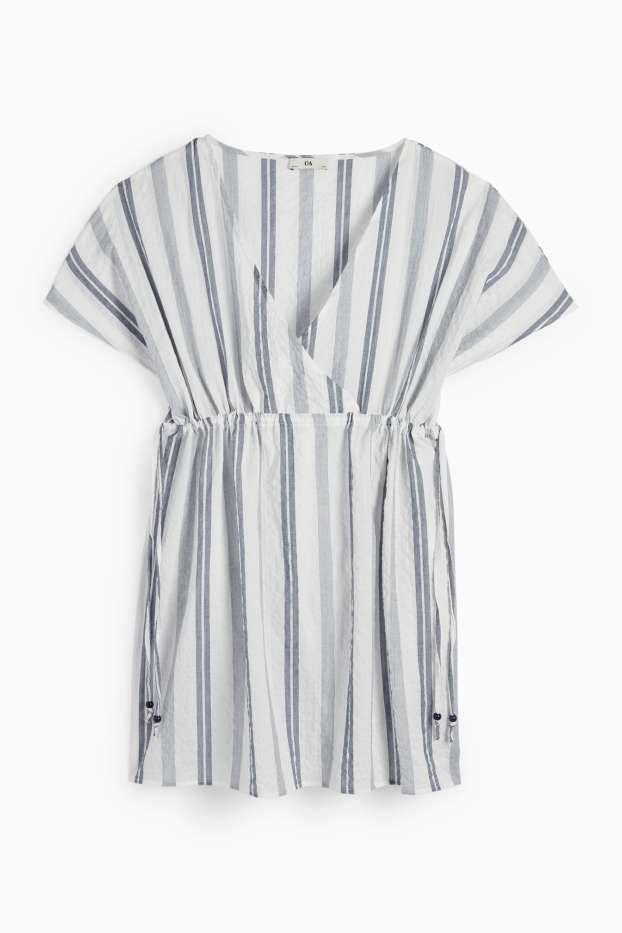 Dona - Vestit de platja - de ratlles - blanc/gris